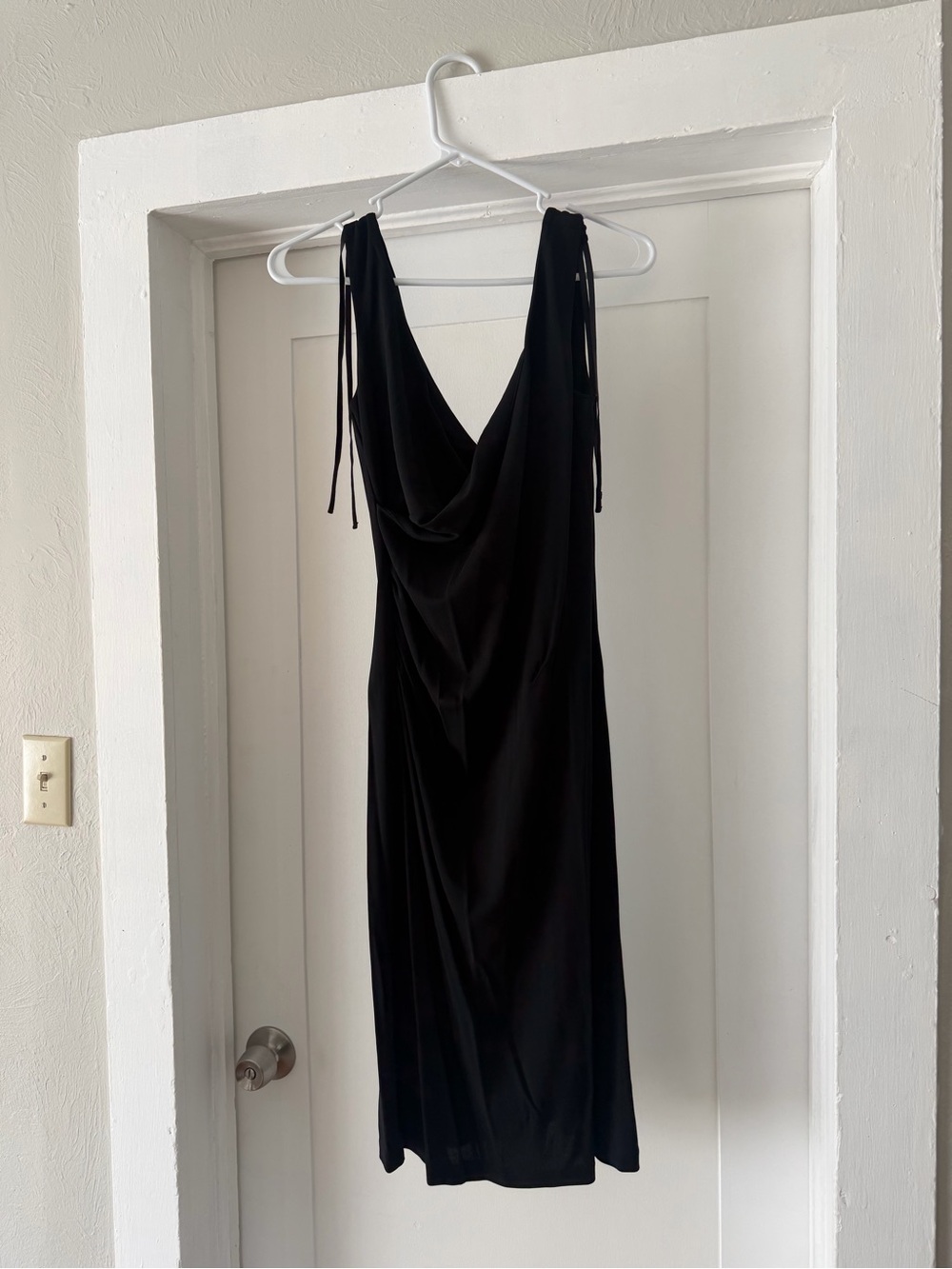 Banana Republic Black Draped Midi Dress with Tie Straps